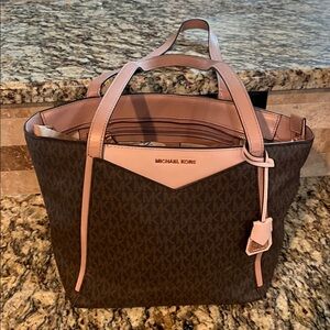 Michael Kors Black and Tan Shoulder Bag (Rose Gold accents)